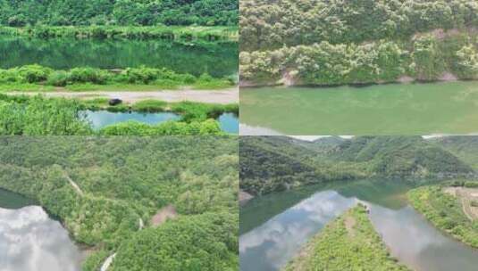 辽宁桓仁夏季自然山水风光航拍4K高清在线视频素材下载