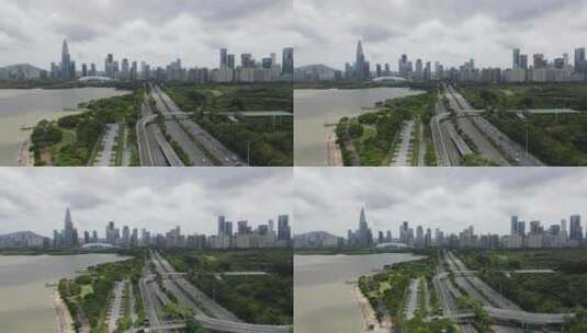 深圳滨海大道城市交通车流航拍高清在线视频素材下载