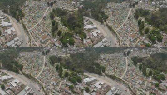 宽航拍镜头显示了危地马拉奇奇卡斯特南戈的大型墓地高清在线视频素材下载