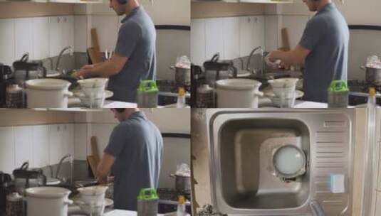 洗碗 做家务高清在线视频素材下载