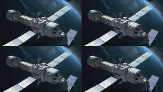 4k太空中绕地球轨道航行创意素材（非真实）高清在线视频素材下载