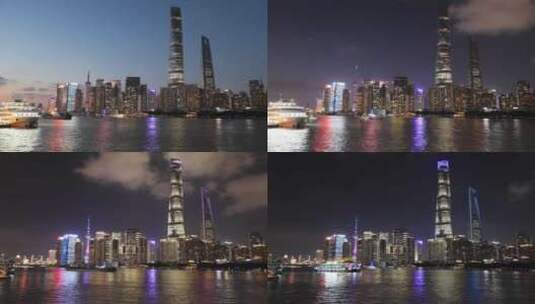上海外滩万国建筑陆家嘴金融中心夜景延时高清在线视频素材下载