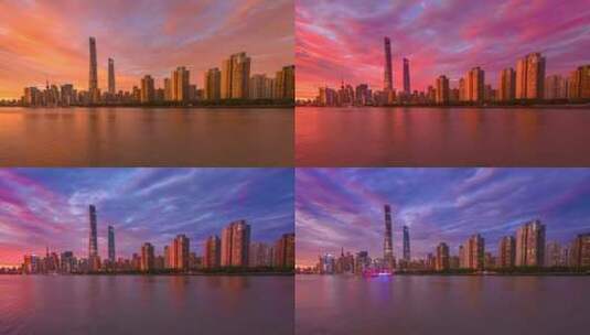 上海外滩万国建筑陆家嘴金融中心夜景延时高清在线视频素材下载