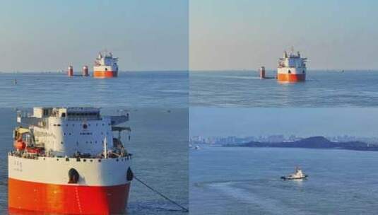 南通长江风光码头航运航拍高清在线视频素材下载