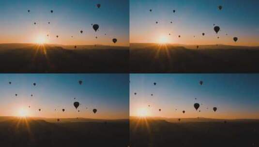 日出天空中的热气球高清在线视频素材下载