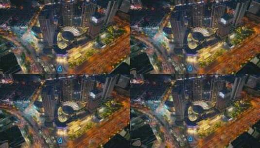 长沙德思勤城市广场夜景航拍高清在线视频素材下载