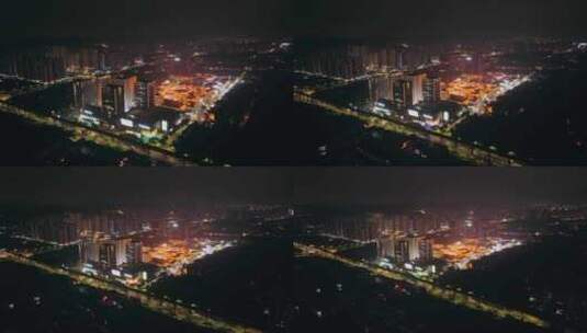 重庆大学城夜景航拍高清在线视频素材下载