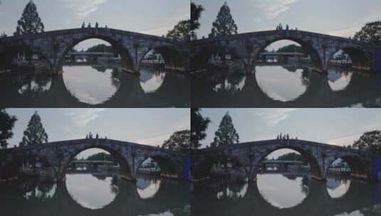 航拍上海松江仓桥古镇旅游景点高清在线视频素材下载