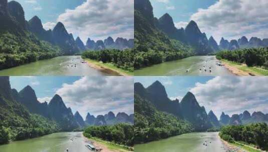 蓝天白云下的桂林山水高清在线视频素材下载
