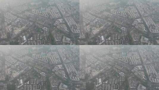 江苏南京城市清晨迷雾日出彩霞航拍高清在线视频素材下载