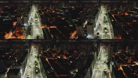 巴西里约热内卢市中心巴尔加斯总统大道夜景高清在线视频素材下载
