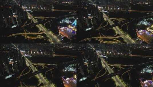 河南郑州城市夜景灯光航拍高清在线视频素材下载