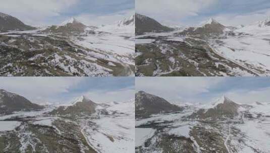 航拍西藏林芝思金拉措周边的雪山高清在线视频素材下载