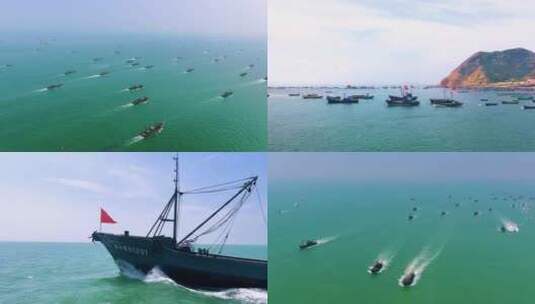 渔船出海捕鱼高清在线视频素材下载