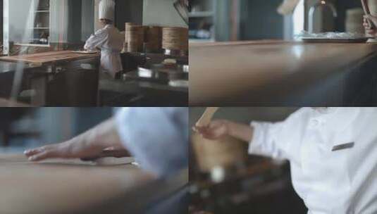 大厨面食制作 抻面拉面面条手擀面美食制作高清在线视频素材下载