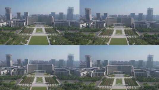 山东济宁市政府大楼航拍高清在线视频素材下载