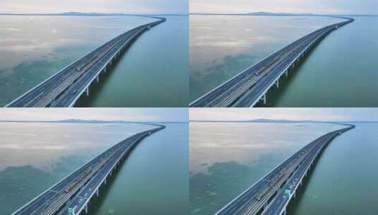 蜿蜒的南京石臼湖特大桥建筑风光高清在线视频素材下载