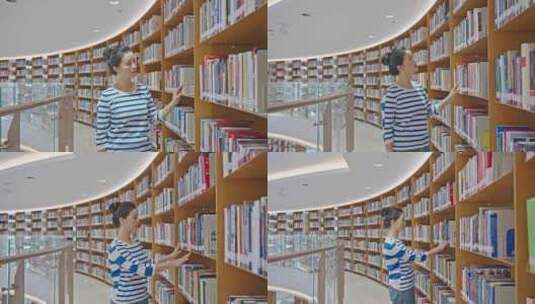 美女图书馆看书翻书工作查阅资料高清在线视频素材下载
