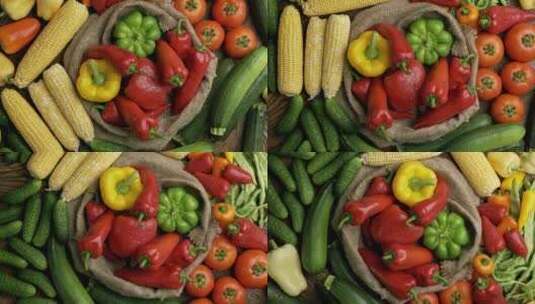 挂水珠的新鲜蔬菜高清在线视频素材下载