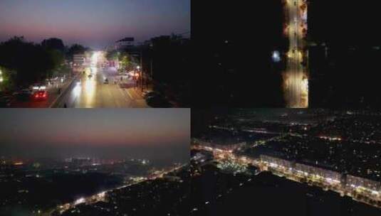 夜晚小县城航拍4K高清在线视频素材下载