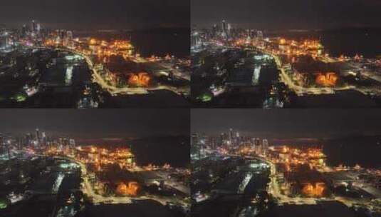 晚上深圳前海港口1高清在线视频素材下载