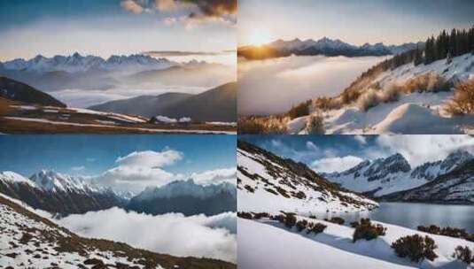 雪山风景 秋天雪山风景 日出日落雪山风光高清在线视频素材下载