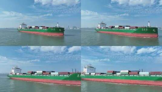 大海货轮航拍海洋轮船航行货船海洋运输油轮高清在线视频素材下载