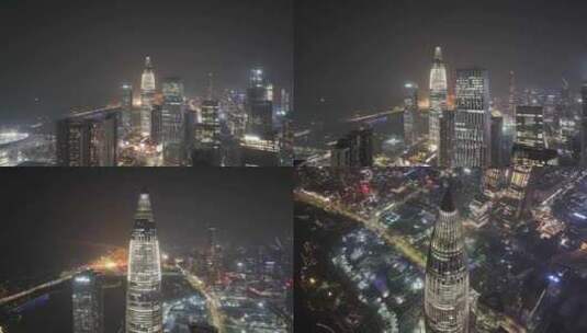 深圳南山华润大厦夜景航拍高清在线视频素材下载
