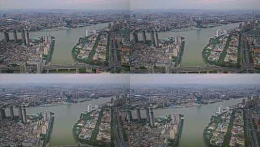 广州荔湾区越秀区 老城区航拍高清在线视频素材下载
