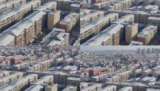 城镇居民楼屋顶雪景上摇2高清在线视频素材下载