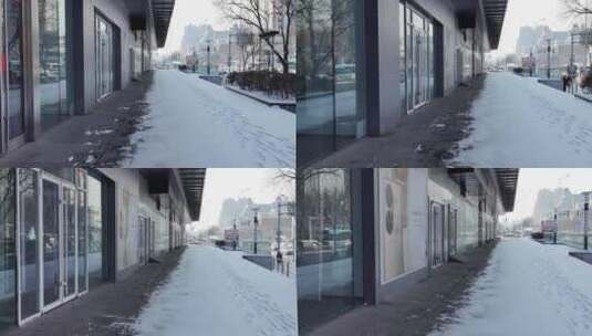 冬天倒闭沿街房空境视频素材高清在线视频素材下载