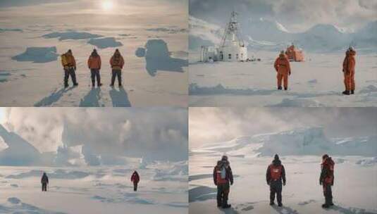 南极科考队探险形象高清在线视频素材下载