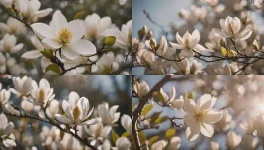 唯美春天花花朵逆光玉兰花高清在线视频素材下载