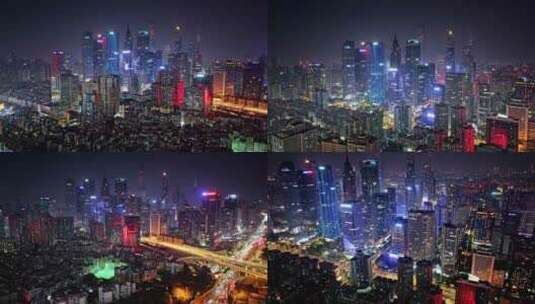 航拍广州蓝调下的珠江新城CBD景色四高清在线视频素材下载