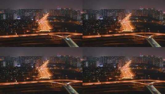 北京城市街道交通高视角夜景高清在线视频素材下载