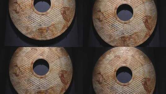 西汉双身兽面纹玉璧，陕西考古研究院藏高清在线视频素材下载