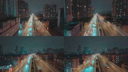 节日氛围城市道路车流和红灯笼高清在线视频素材下载