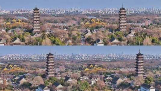 航拍瘦西湖风景区大明寺观音山园林寺庙高清在线视频素材下载