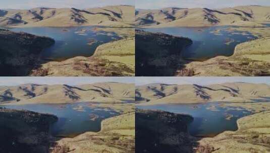 高原湖泊冬天秋天草枯萎高清在线视频素材下载