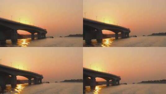 夕阳下的香港大桥高清在线视频素材下载