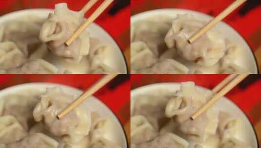 冬至煮饺子特写慢动作高清在线视频素材下载