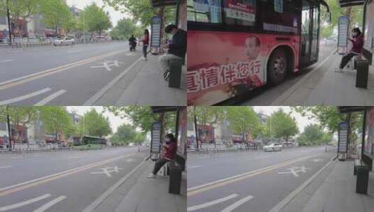 路人等公交车延时摄影高清在线视频素材下载