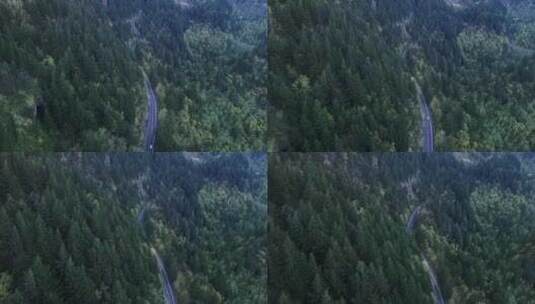 4K-航拍行驶在山间公路上的汽车高清在线视频素材下载