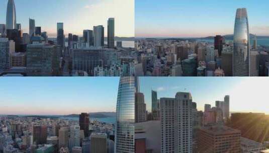 航拍加州旧金山Salesforce大楼高清在线视频素材下载