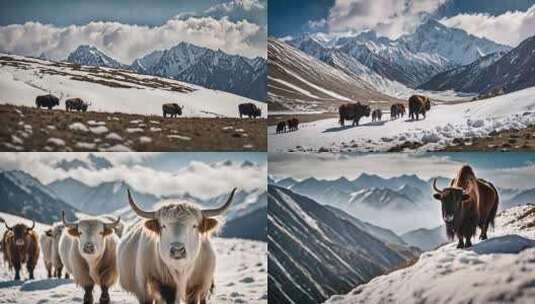 西藏四川高原牦牛视频合集高清在线视频素材下载