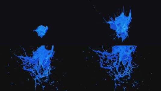 蓝色油漆的水滴碰撞飞溅高清在线视频素材下载