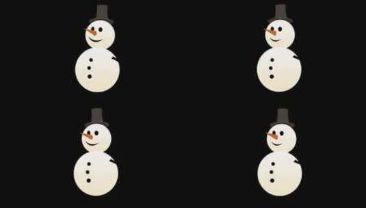 可爱雪人动画 带通道高清在线视频素材下载