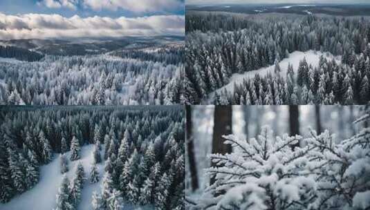 森林大雪 大雪 雪景高清在线视频素材下载