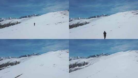 雪宝顶徒步旅行素材高清在线视频素材下载