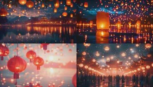 中国传统节日元宵节灯会高清在线视频素材下载